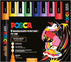 Uni Posca Uni Posca PC5M Markers Set 8 Stuk Pop Kleuren
