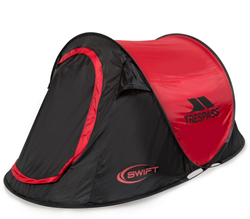 Trespass Pop-up Zelt Swift rot schwarz - 2 Personen wasserdicht Camping