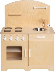 Van Dijk Toys Holzspielzeug Kche / Spielkche fr Kleinkinder - Natur mit Wei (Kinderbetreuungsqualitt)