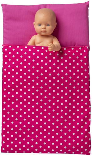 Van Dijk Toys Bettdecke - Rosa mit weißen Punkten-3