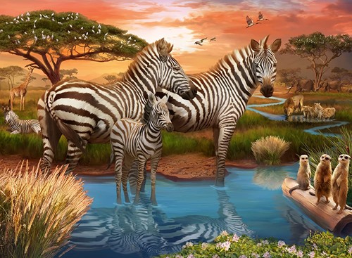 Ravensburger Zebras am Wasserloch - 500 Teile