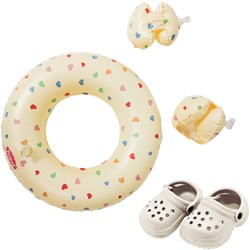 Heless Puppen Badeanzug Herz Konfetti - Schwimmset für Puppen 35-45cm
